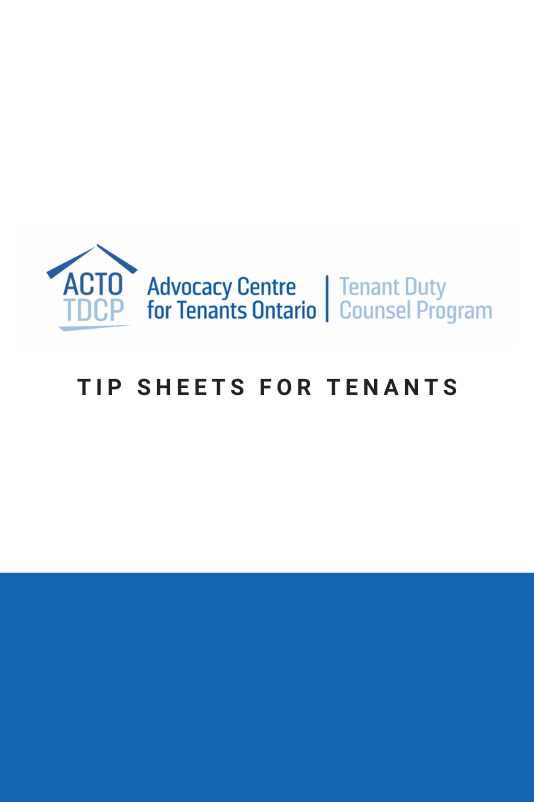 Tip sheets for tenants