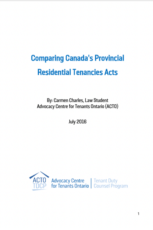 Comparing Canada’s Provincial Residential Tenancies Acts