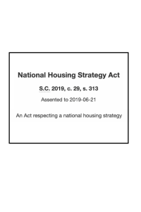 National Housing Strategy Act: S.C. 2019, c. 29, s. 313