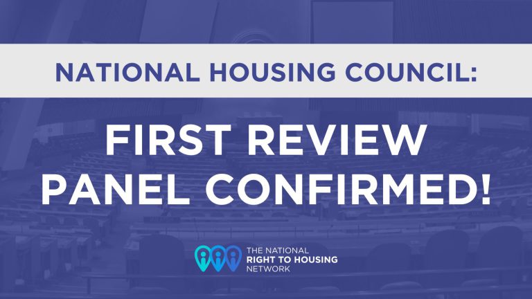 National Housing Council First Review Panel Confirmed - National Right to Housing Network